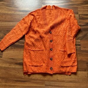 Orange Button-Up Cardigan Size Medium